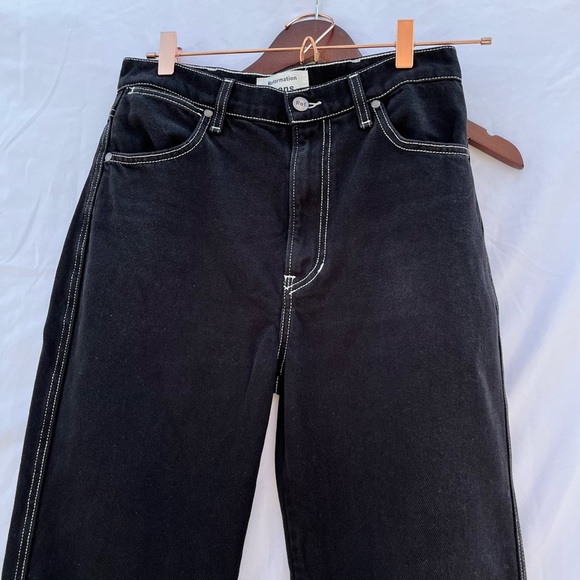 REFORMATION | COWBOY HIGH RISE STRAIGHT JEANS IN BLACK WASH SIZE 26 - Picture 5 of 8